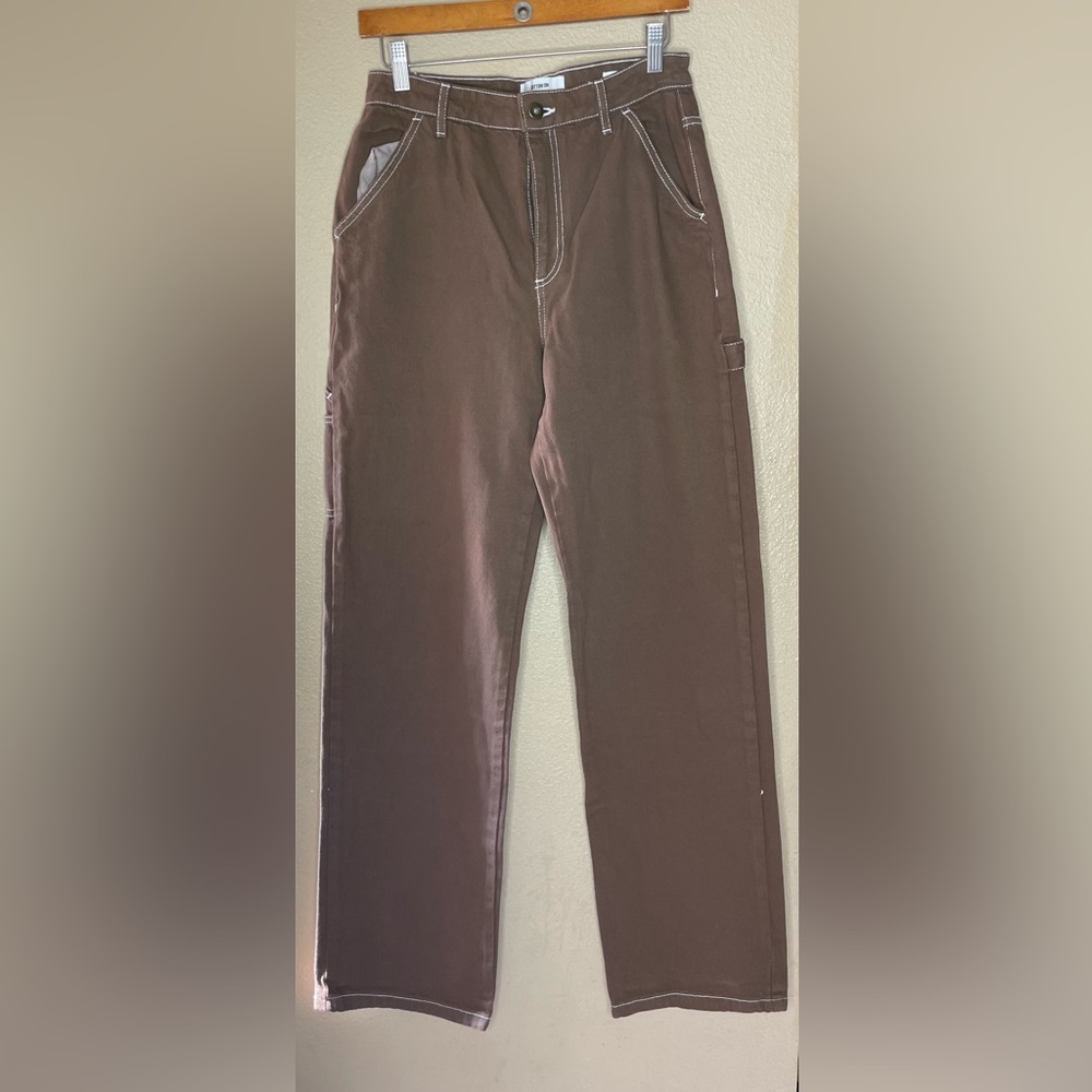 Brown with white stitch jeans